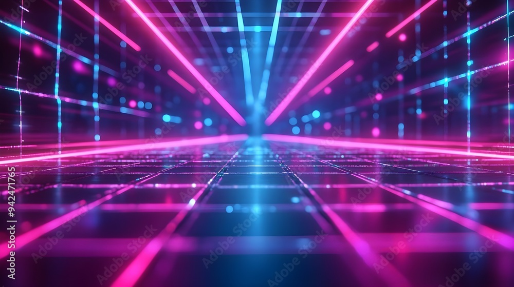 Abstract Neon Lights Grid Background Abstract Neon Lights Grid Background