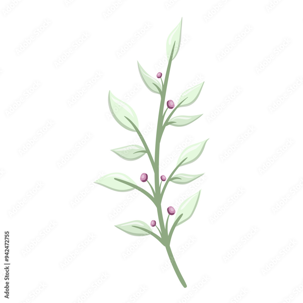 Watercolor Flower and Leaf Illustration Watercolor Flower and Leaf Illustration