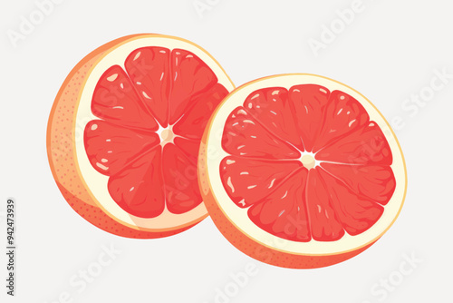 Fresh juicy grapefruit slices illustration