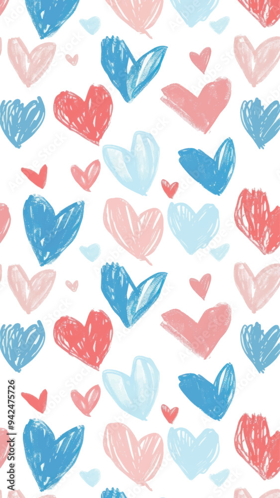 Colorful hand-drawn hearts pattern Colorful hand-drawn hearts pattern