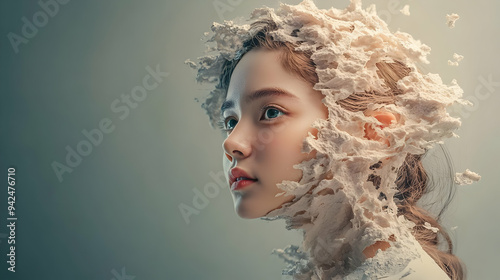 A young woman with her face...