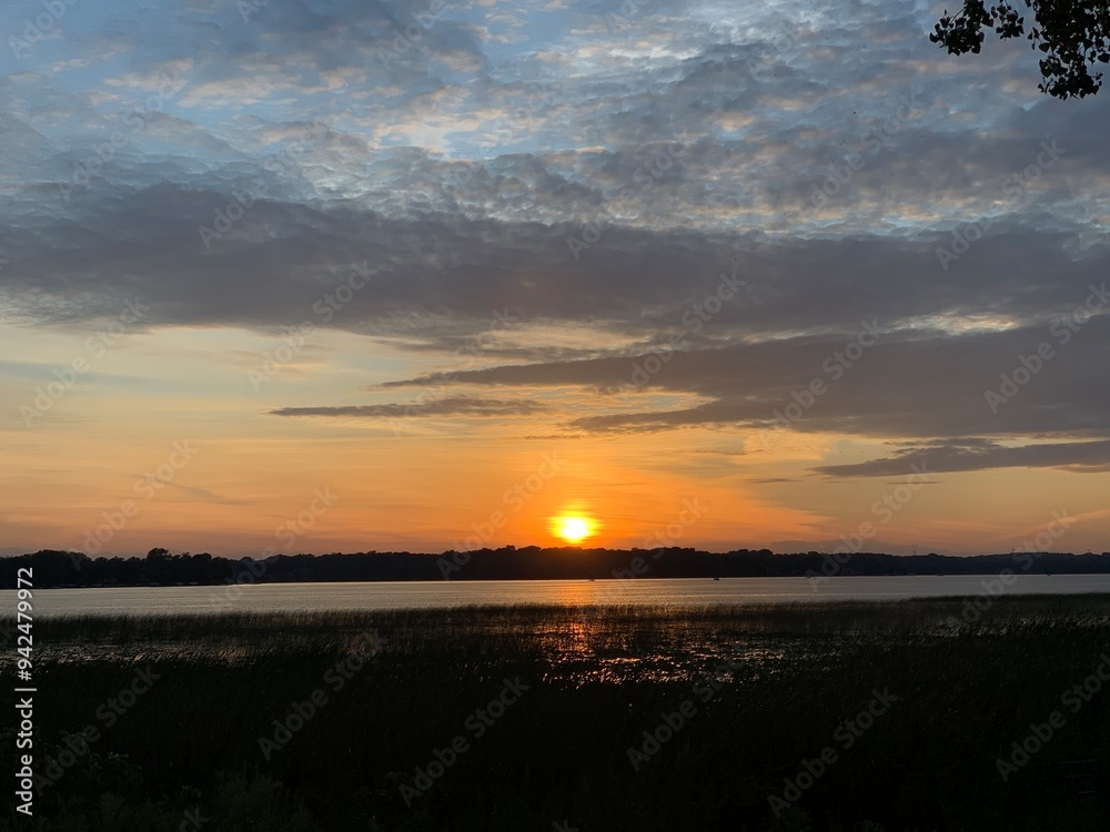 sunset over the river