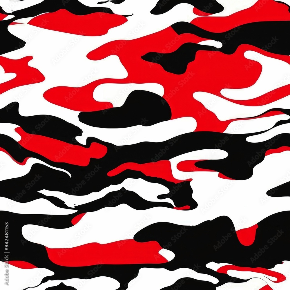 Abstract Camouflage Pattern with Red, Black, and White Colors Abstract Camouflage Pattern with Red, Black, and White Colors