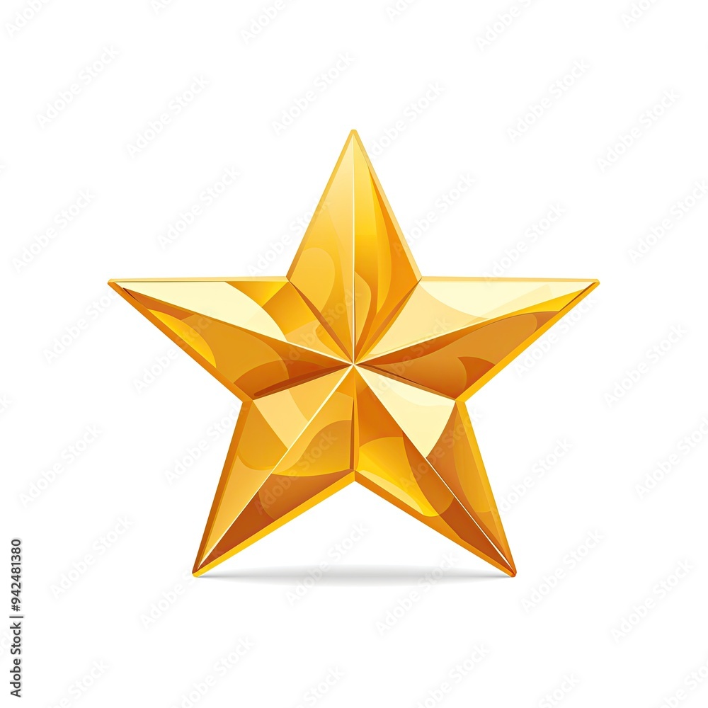 Obraz premium Gold Star Symbol Isolated Element Award Icon Holiday Object Golden Medal Concept Astronomy Shape Web Graphic on White Background for Easy Editing