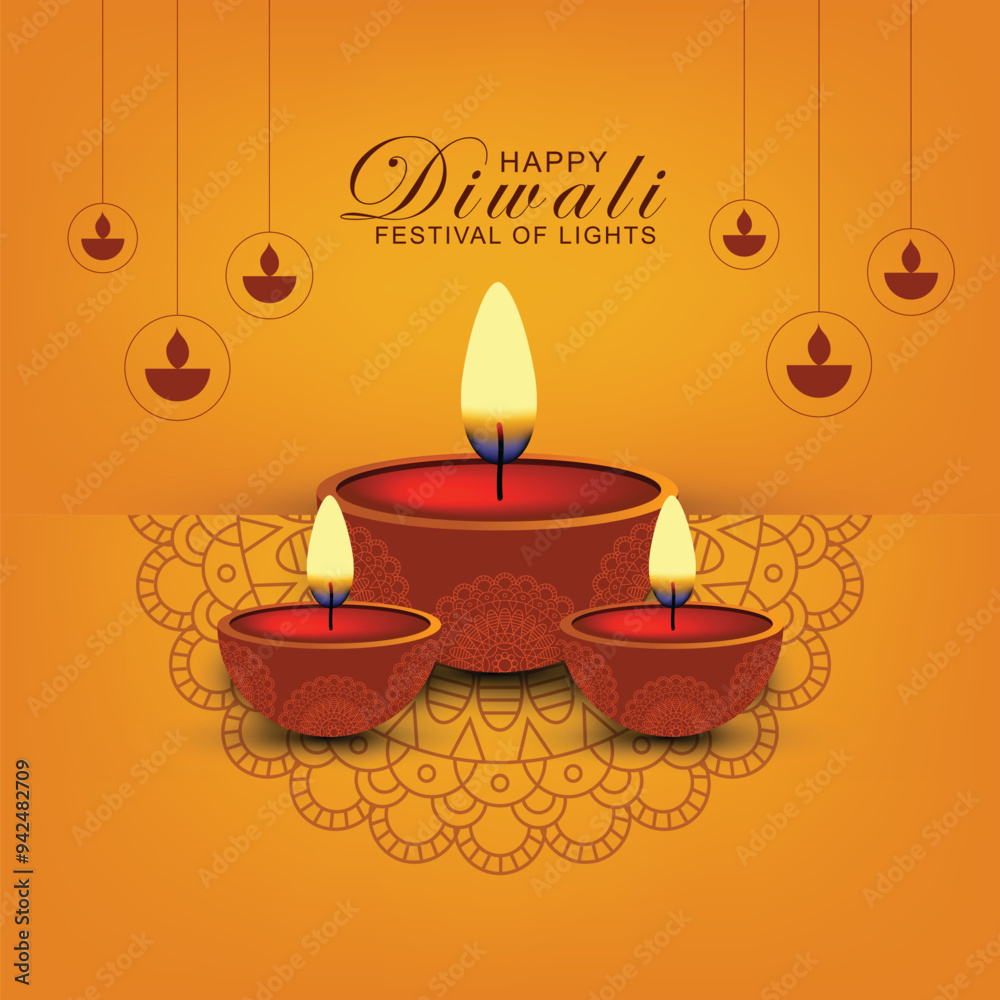 Happy Diwali greeting card decoration with Diya Happy Diwali greeting card decoration with Diya