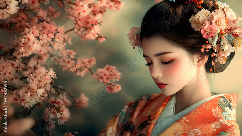 Beautiful Asian woman with ...
