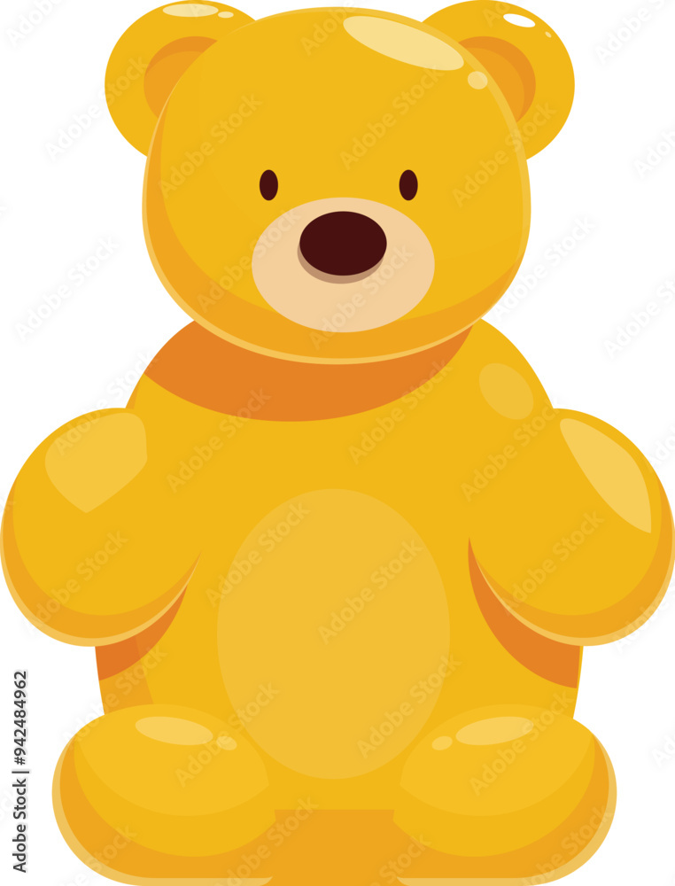 Fototapeta premium Yellow gummy bear sitting down isolated on white background