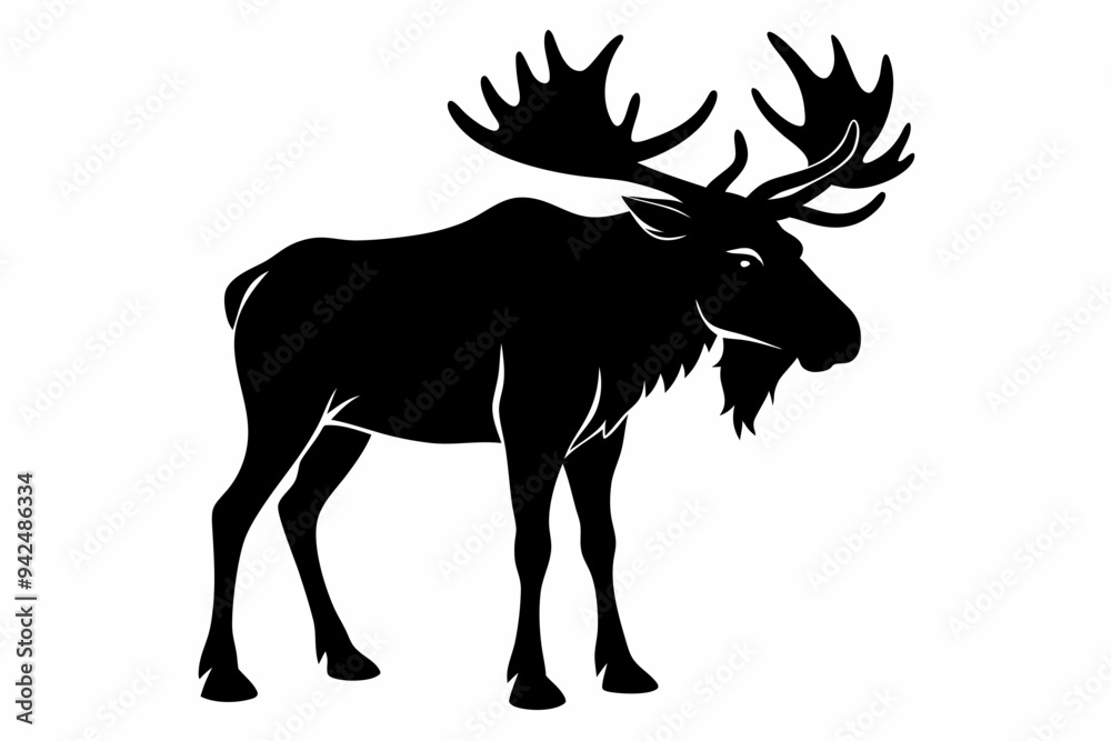 moose silhouette, moose vector illustration