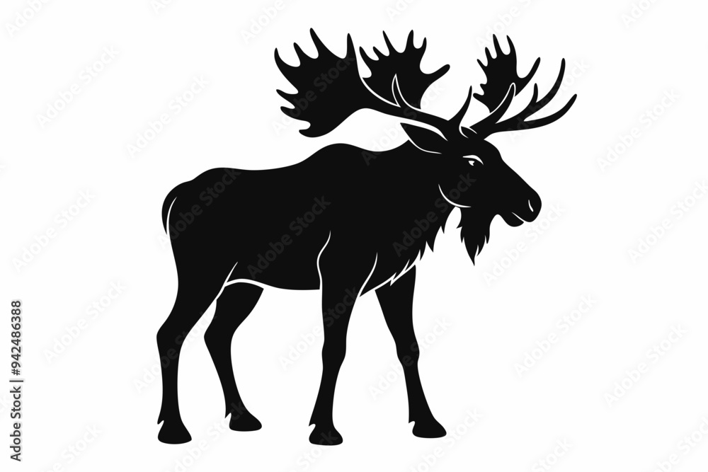 moose silhouette, moose vector illustration moose silhouette, moose vector illustration