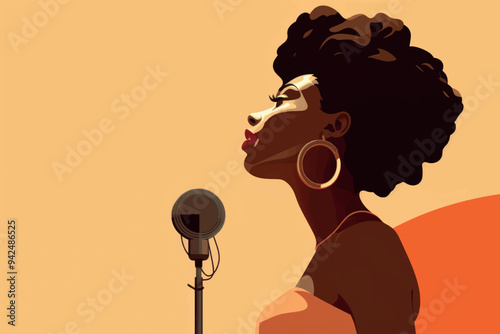 Stylish woman singing passionately