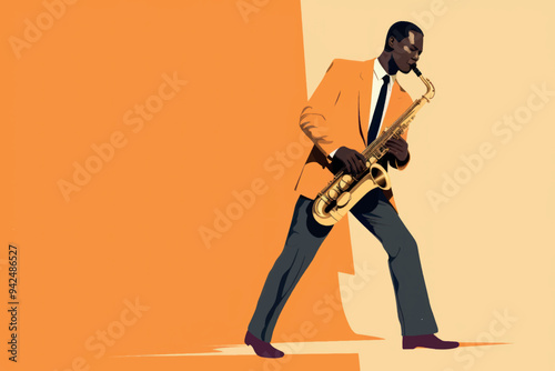 Stylish saxophonist in vibrant illustration