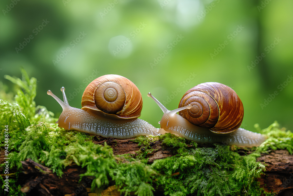 snail animals in the forest, 3d rendering snail animals in the forest, 3d rendering