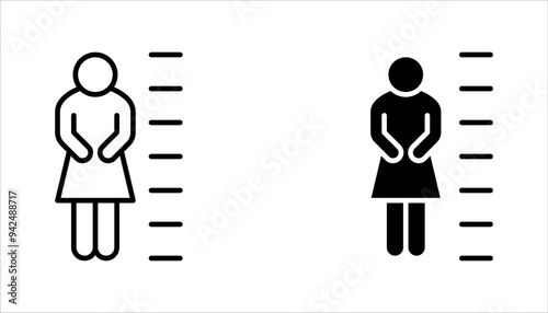 human measures height icon set, scale with man, thin line symbol vector illustration on white background