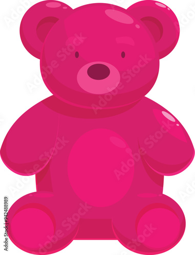 Pink gummy bear sitting down, a sweet treat for children and adults alike