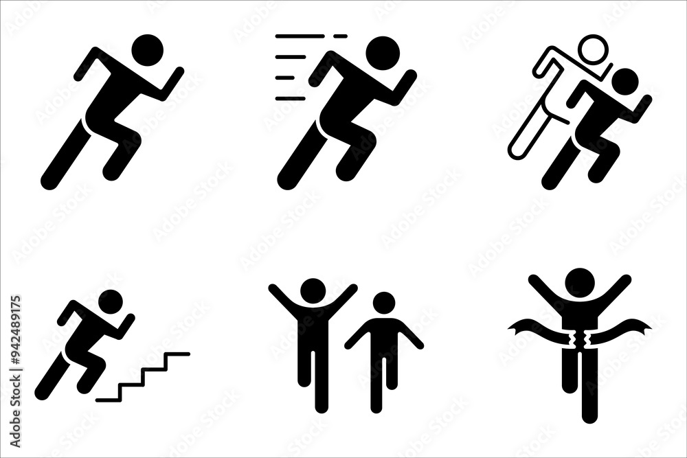Man fast run icon set. Running icon set. Run symbol set. vector illustration on white background