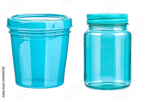 vibrant blue containers, ideal for storage, organization, and stylish home decor. photo