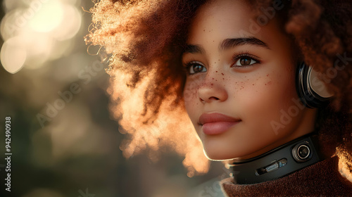 Close up of a young woman w...