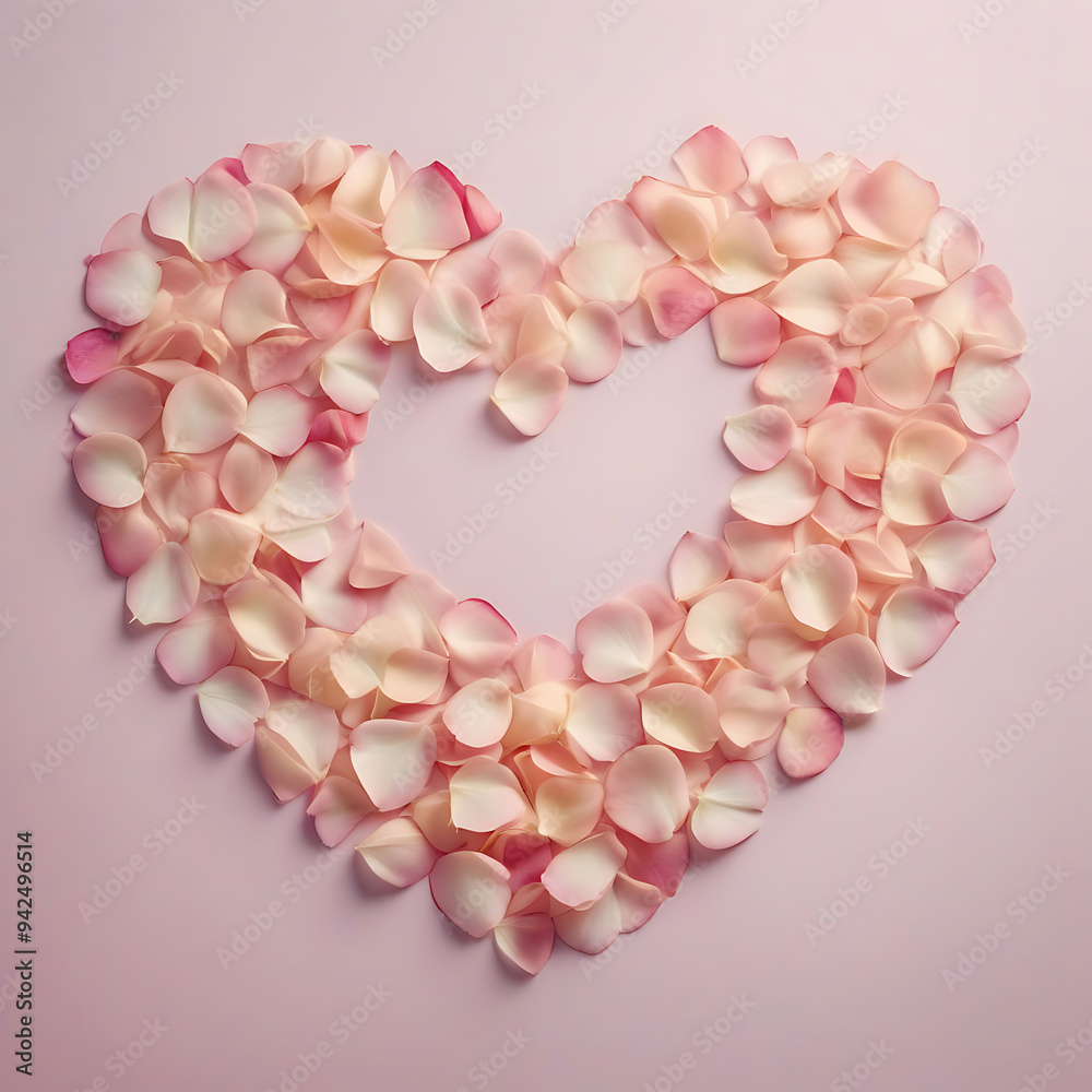 Rose petals arranged in a heart shape Rose petals arranged in a heart shape