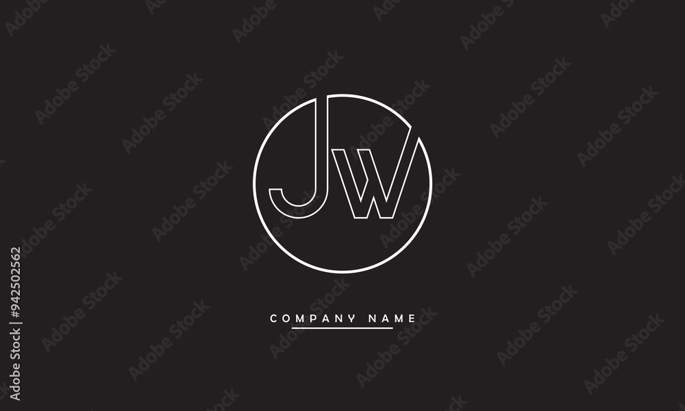 JW, WJ, J, W Abstract Letters Logo Monogram JW, WJ, J, W Abstract Letters Logo Monogram