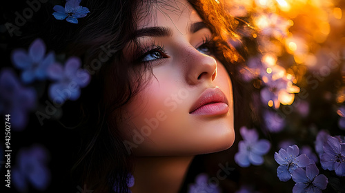 Close-up of a woman's face ...