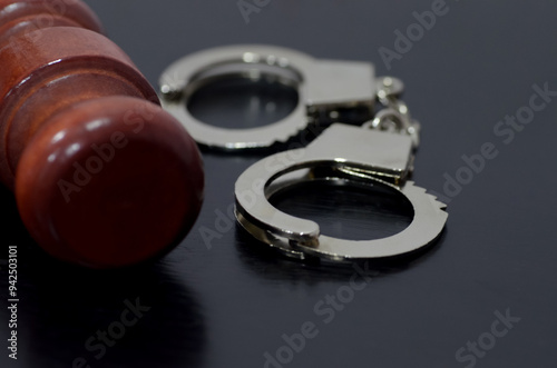a gavel and handcuffs, symbolizing the justice system's power to both uphold and enforce the law. The gavel represents the authority to make decisions,