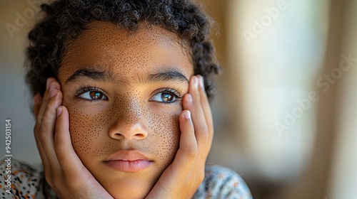 close up portrait of a littlr girl photo