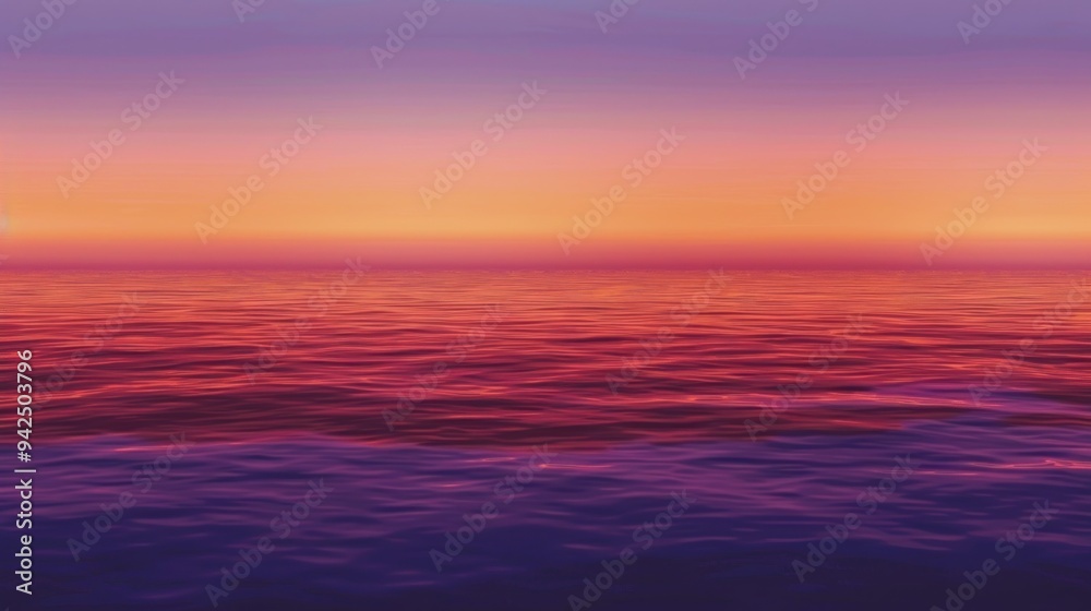 Purple and Orange Sunset Over Water. Purple and Orange Sunset Over Water.