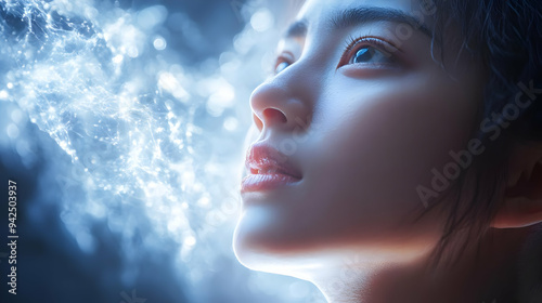 Close-up of a woman's face ...