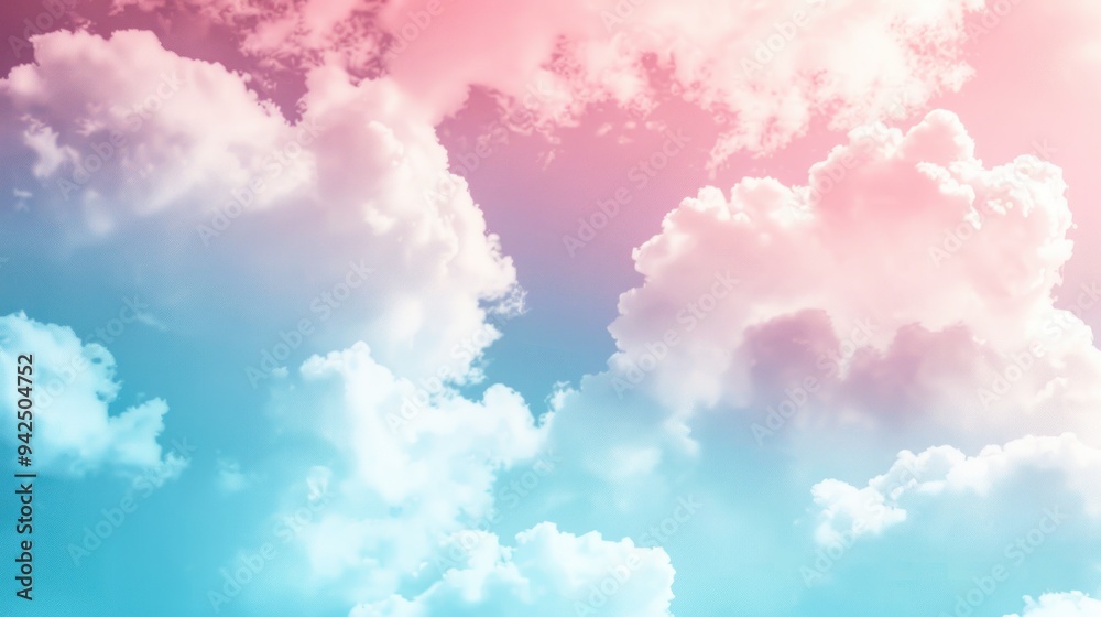 Soft Pastel Sky with Fluffy Clouds. Soft Pastel Sky with Fluffy Clouds.