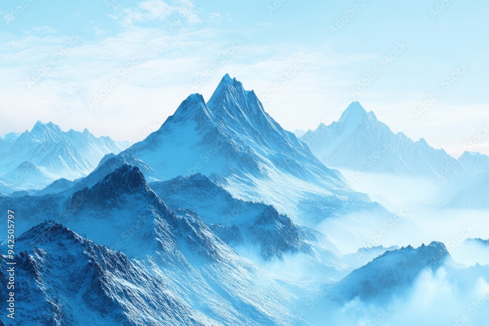 Fototapeta premium Blue mountain wallpaper in 2k , ai