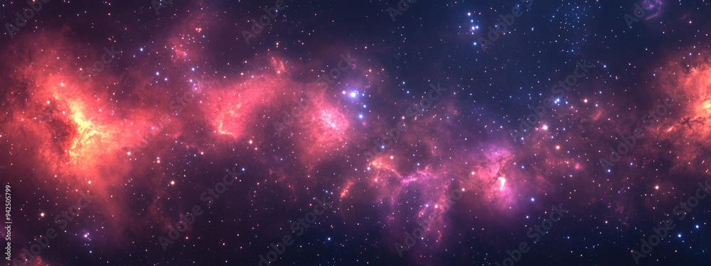 Naklejka premium Space scene with stars in the galaxy captured in a 3D cartoon rendering Panorama of a universe filled with stars nebula and galaxy
