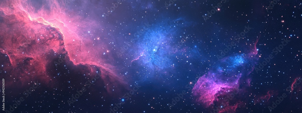 Infinite space with nebulae and stars in a 3D cartoon rendering