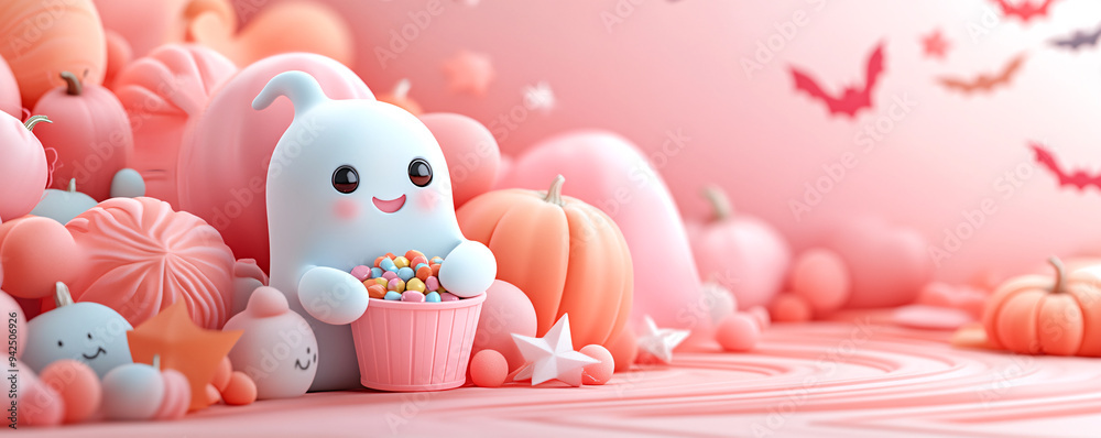 A cute pastel scene featuring a playful bunny surrounded by pumpkins and soft textures, perfect for children's themes and seasonal art. A cute pastel scene featuring a playful bunny surrounded by pumpkins and soft textures, perfect for children's themes and seasonal art.