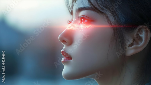 Closeup of a woman's face w...