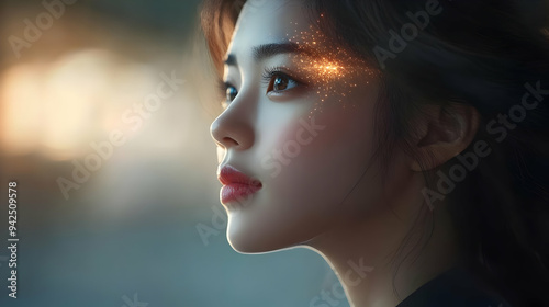 Close-up of a young woman w...