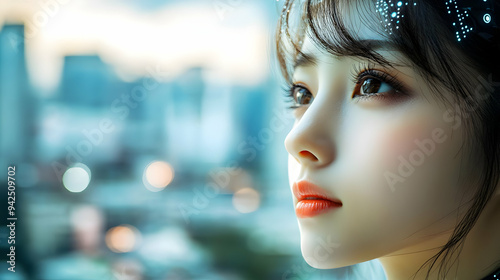 Close-up of a young woman's...
