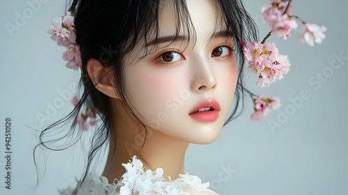 Close-up of a young woman's...