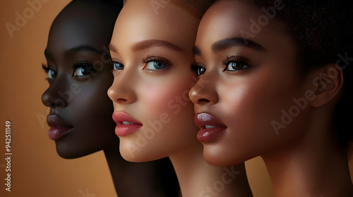 Close-up of three women wit...