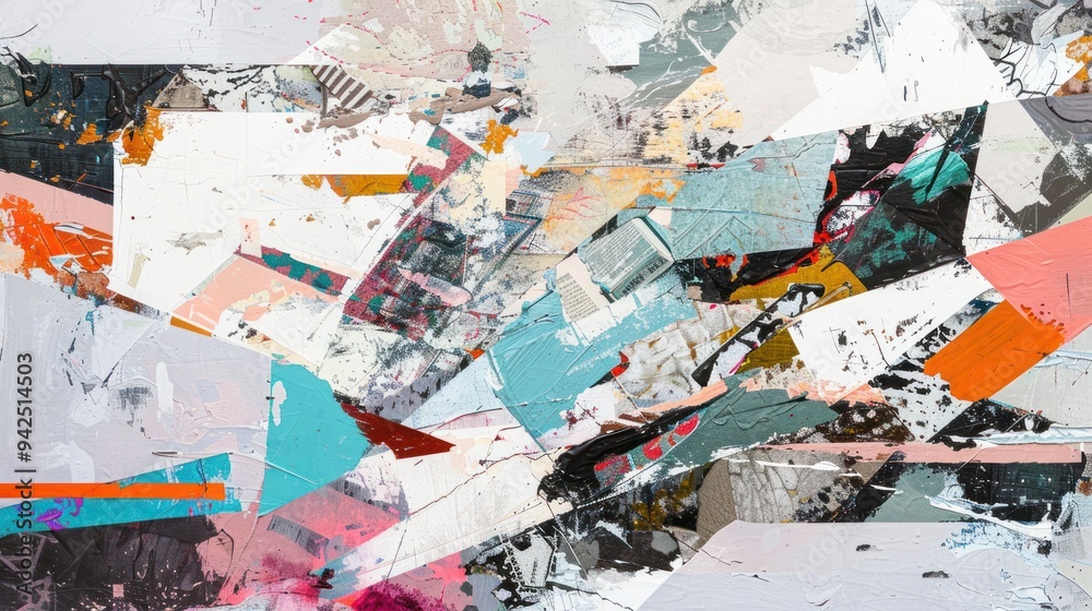 Fototapeta premium Abstract collage with vibrant colors and geometric shapes.