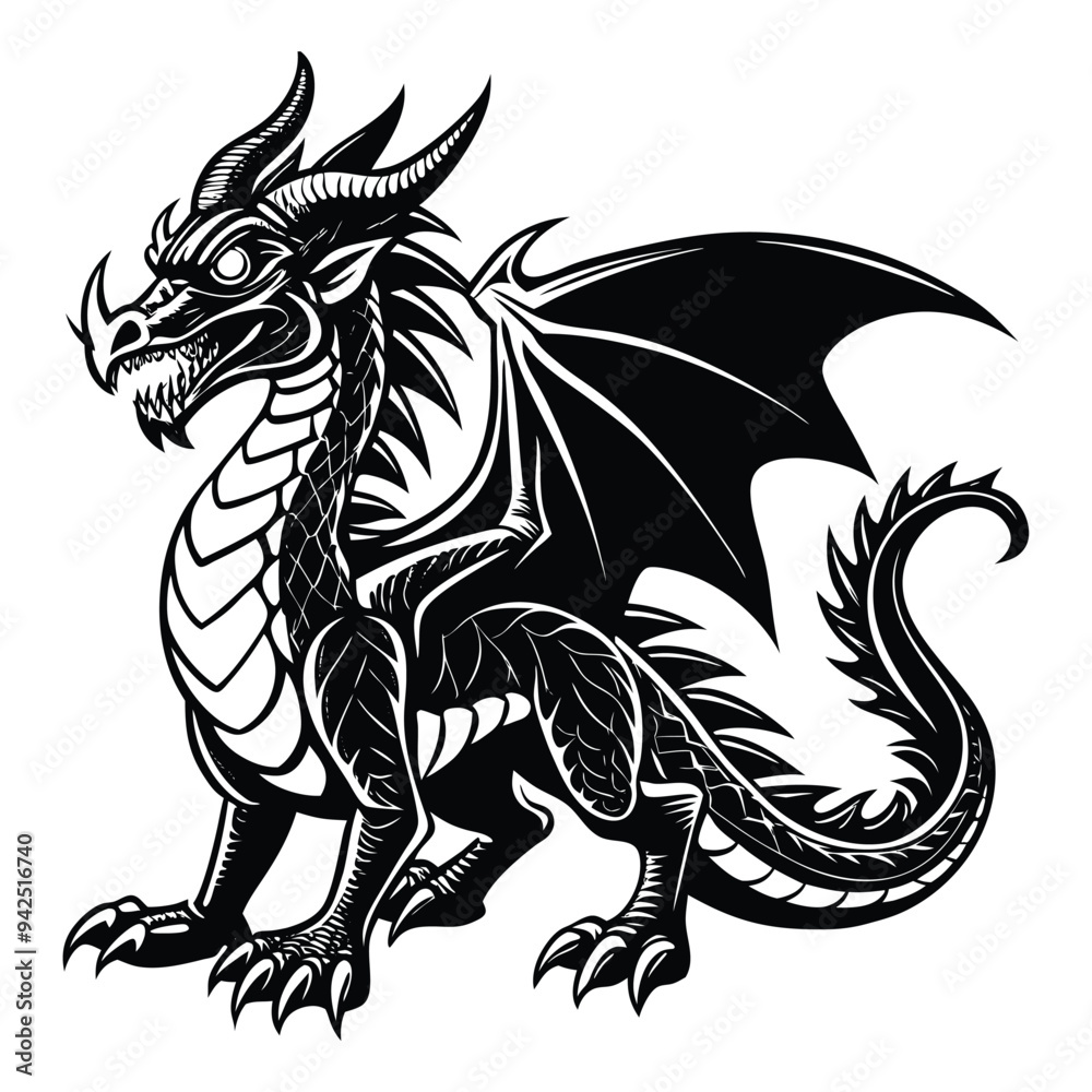 black dragon silhouette vector illustration black dragon silhouette vector illustration
