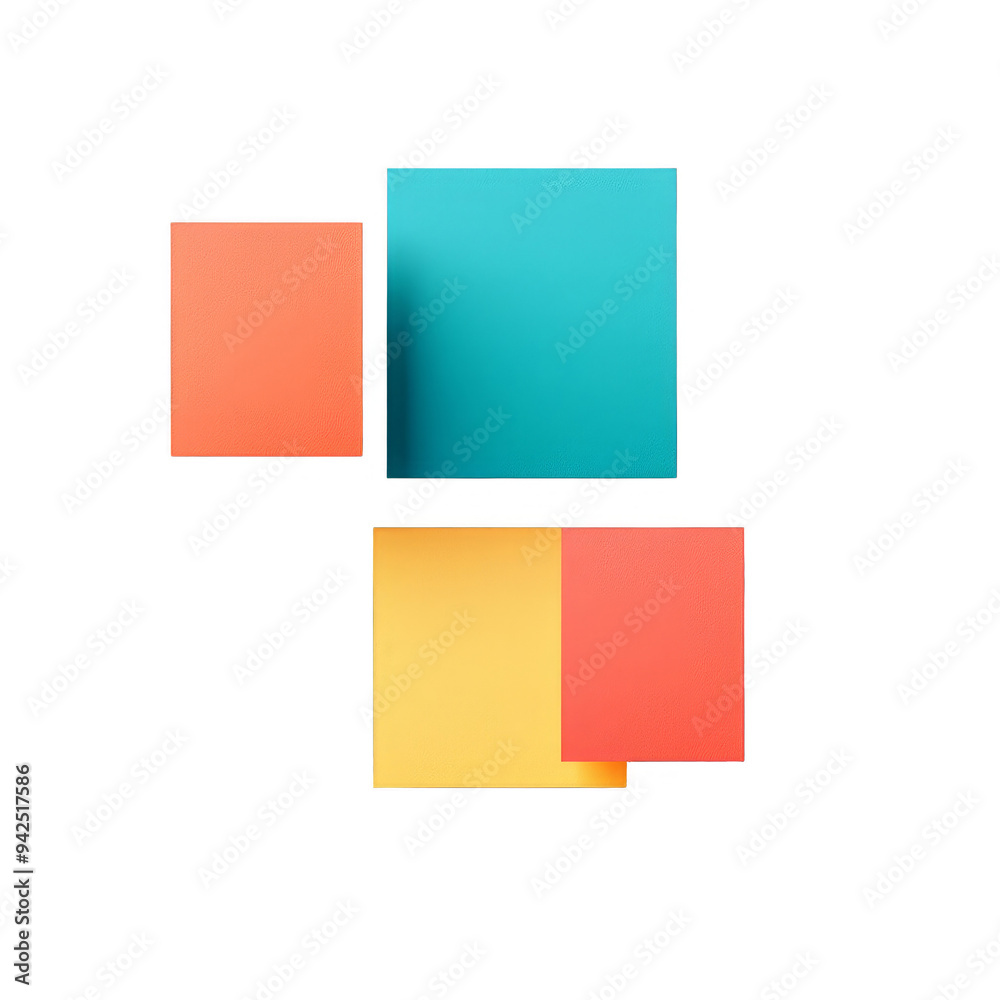 Abstract geometric pattern with squares in yellow, orange, and blue hues. Minimalist modern design. Abstract geometric pattern with squares in yellow, orange, and blue hues. Minimalist modern design.