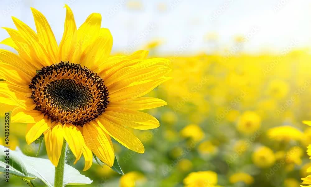 A single sunflower stands out in a vibrant field under the bright, sunny sky A single sunflower stands out in a vibrant field under the bright, sunny sky