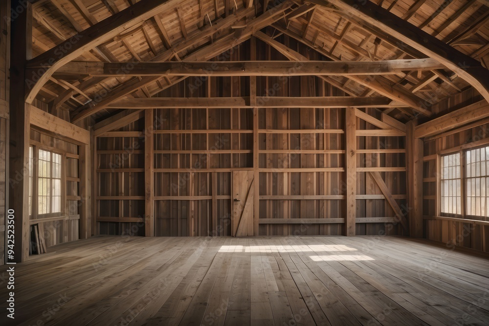 Empty Wooden Room with Sunlight Through Windows Empty Wooden Room with Sunlight Through Windows