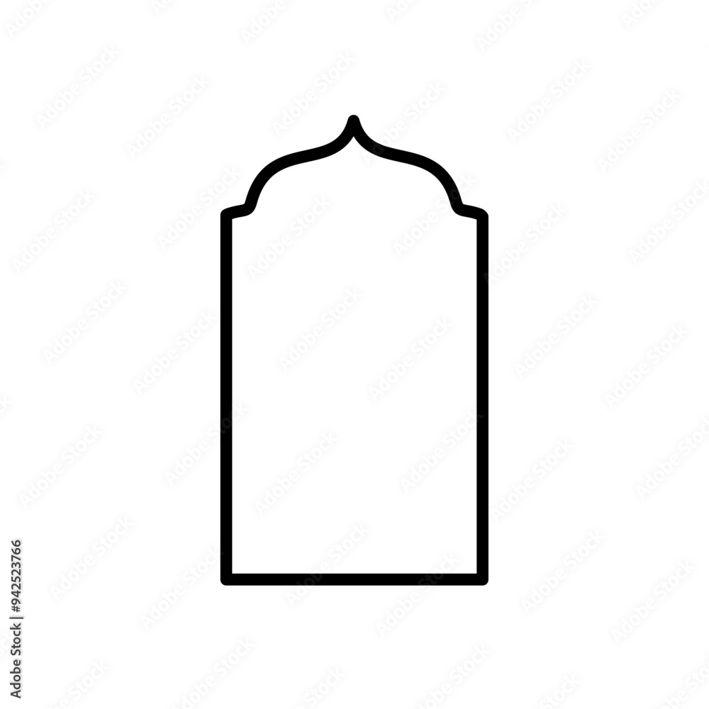 Black line shape isamic door and window silhouette Arabic arch Black line shape isamic door and window silhouette Arabic arch