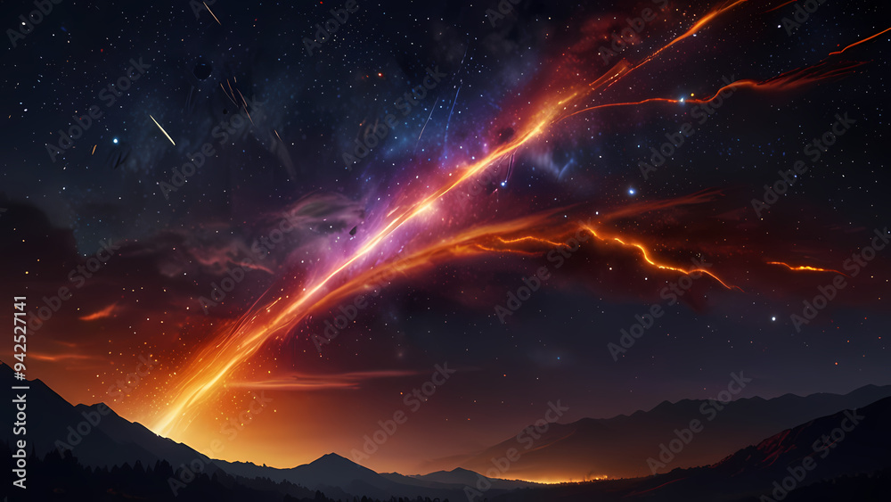 abstract background depicting a meteor shower in a cosmic sky abstract background depicting a meteor shower in a cosmic sky