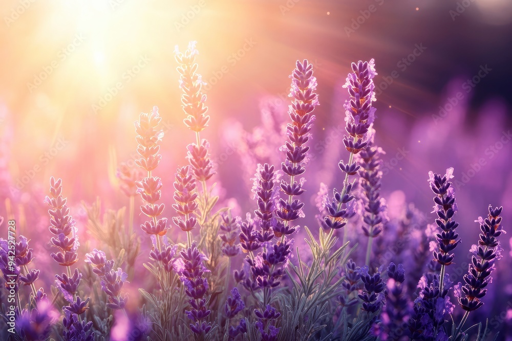 Lavender flowers field, soft focus. Beautiful Nature summer Background. Floral Natural Wallpaper with purple Lavender flowers , ai Lavender flowers field, soft focus. Beautiful Nature summer Background. Floral Natural Wallpaper with purple Lavender flowers , ai