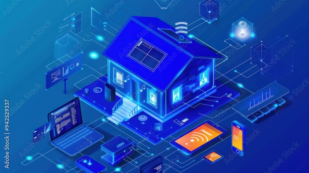 Smart Home Technology Network Illustration. Smart Home Technology Network Illustration.