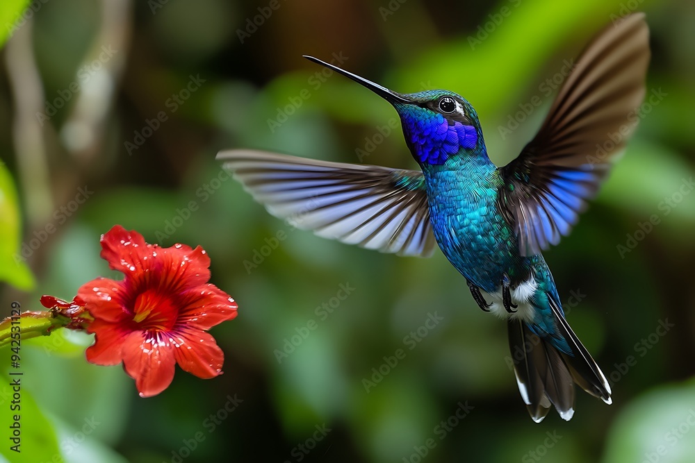 Fototapeta premium hummingbird feeding on flower