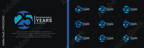 anniversary logotype set. vector design blue color can be use for celebration moment