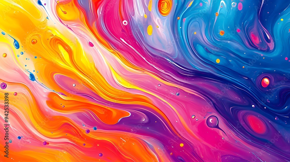 Bold Ink Splash Abstract Background with Vivid Chromatic Whorls Bold Ink Splash Abstract Background with Vivid Chromatic Whorls